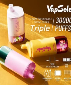 VapSolo Triple 30K Puffs Disposable Vape | 3 Flavors,Triple Mesh Coil,LCD Display